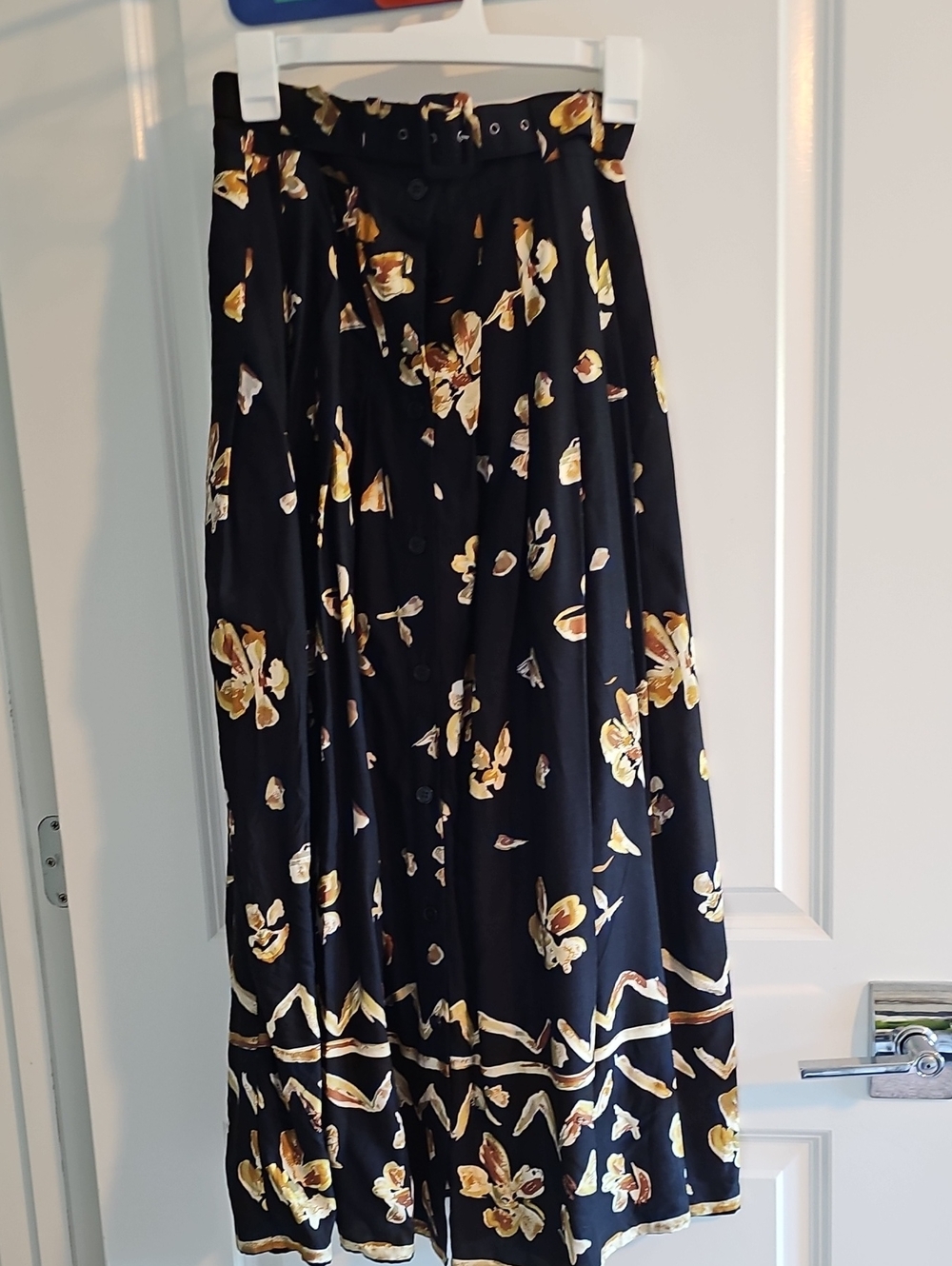 Vintage NWT Women Floral Pleated Belted Maxi Skirt Size 6 90s Cottagecore Casual